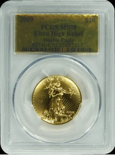 【動画あり】2009ウルトラハイリリーフ金貨　PCGS-MS70未使用ゴールドラベル