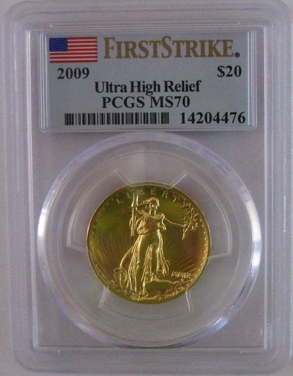 【動画あり】2009ウルトラハイリリーフ金貨　PCGS-MS70 (First Strike)　ファーストストライク未使用