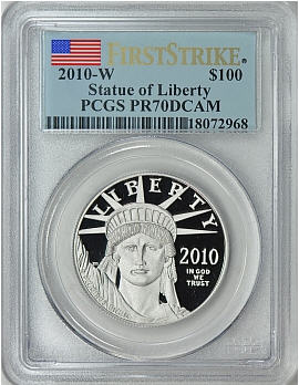 【動画あり】プラチナイーグル　100ドル　1オンス2010-W ＄100 Platinum Eagle PR70 Deep Cameo PCGSファーストストライク