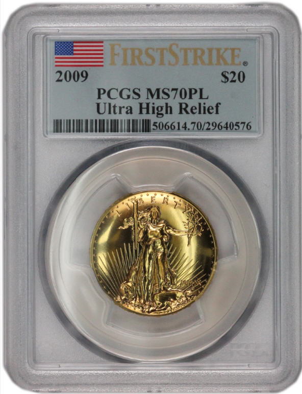 2009ウルトラハイリリーフ金貨　PCGS-MS70PL　(First Strike)