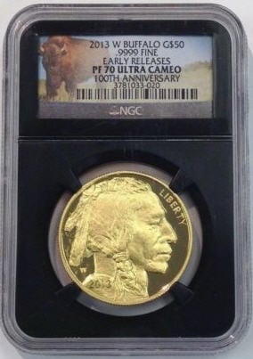 2013-Wバッファロー金貨50ドル 1オンスNGC Pf70UCAM アーリーリリース　100周年記念