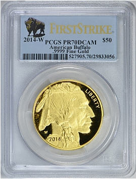 2014-Wバッファロー金貨50ドル 1オンスPCGS PR70DCAM ファーストストライク