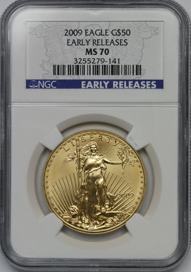 50ドル金貨　ゴールドイーグル　2009 1 oz Gold American Eagle MS-70 NGC Early Releases