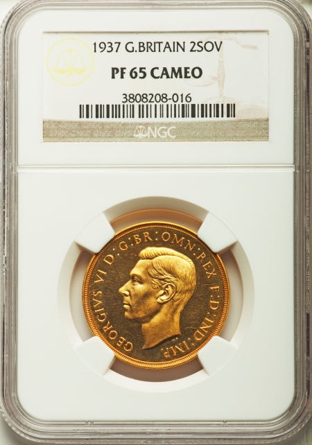 【動画あり】グレートブリテンジョージ6世　George VI gold Proof 2 Pounds 1937 PR65 Cameo NGC