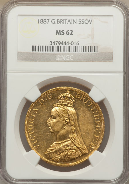 【動画あり】グレートブリテン　5ポンド金貨 Victoria gold 5 Pounds 1887 MS62 NGC