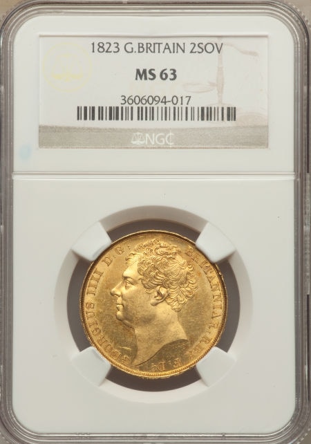 【動画あり】グレートブリテン　ジョージ4世2ポンド金貨 George IV gold 2 Pounds 1823 MS63 NGC