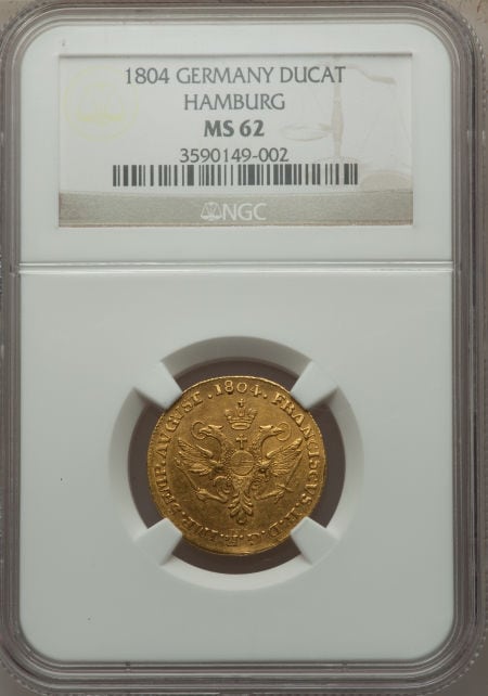 １６４２年　ドイツ　ハンブルグ　ダカット金貨　MS62 1642年ドイツハンブルグダカット金貨MS62