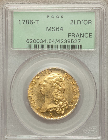 【動画あり】フランス 2ルイドール金貨 Louis XVI gold 2 Louis d'or 1786-T MS64 PCGS