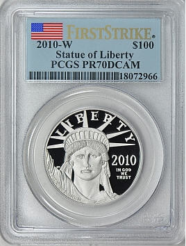 【動画あり】プラチナイーグル　100ドル　1オンス2010-W ＄100 Platinum Eagle PR70 Deep Cameo PCGSファーストストライク