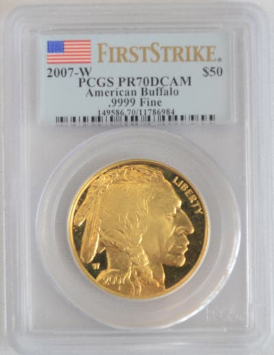【スーパーセール商品】2007-Wバッファロー金貨50ドル　1オンス　PCGS　PR70DCAMファーストストライク