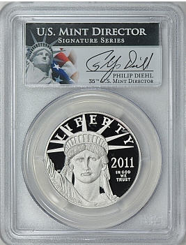 【動画あり】プラチナイーグル　100ドル　1オンス2011-W ＄100 Platinum Eagle PR70 Deep Cameo PCGS Philip Diehlサイン入り