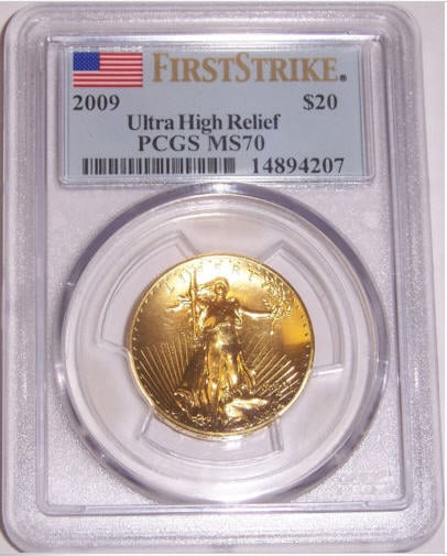 【動画あり】2009ウルトラハイリリーフ金貨　PCGS-MS70 (First Strike)　ファーストストライク未使用