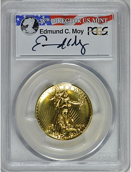 【動画あり】2009ウルトラハイリリーフ金貨　PCGS-MS70 PL（プルーフライク）未使用　Edmund C. Moyサイン入り