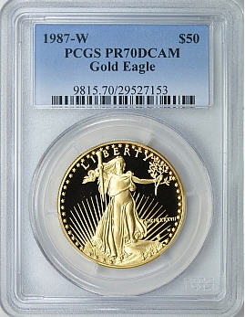 50ドル金貨 ゴールドイーグル 1987-W GOLD EAGLE $50 PCGS PR70 DCAM完全未使用