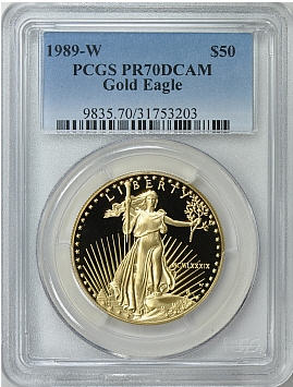 50ドル金貨 ゴールドイーグル 1989-W GOLD EAGLE $50 PCGS PR70 DCAM完全未使用