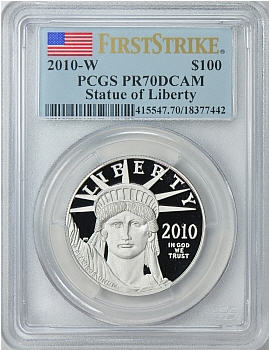 【動画あり】プラチナイーグル　100ドル　1オンス2010-W ＄100 Platinum Eagle PR70 Deep Cameo PCGSファーストストライク