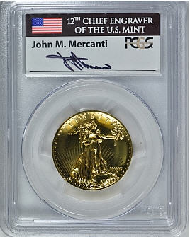 【動画あり】2009ウルトラハイリリーフ金貨　PCGS-MS70ファーストストライク　Mercanti サイン入り