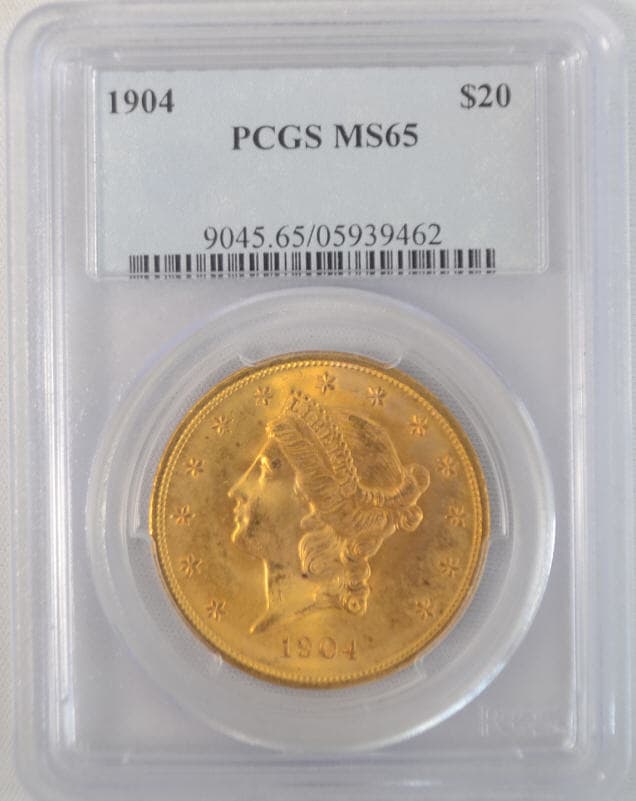 アンティークコイン アメリカ 20ドル金貨リバティヘッド 1904 $20 PCGS MS65 未使用05939462
