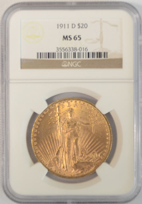 アンティークコイン アメリカ 20ドル金貨セントゴーデンズ 1911D NGC MS65
