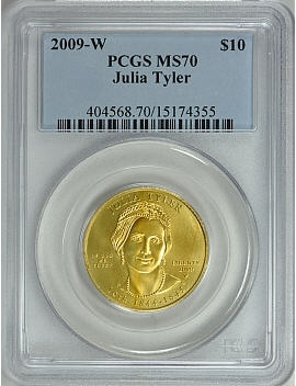 2009-W 10ドル金貨 ジュリア　タイラー＄10 PCGS MS70-4355