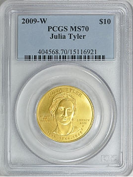 【動画あり】2009-W 10ドル金貨 ジュリア　タイラー＄10 PCGS MS70-6921