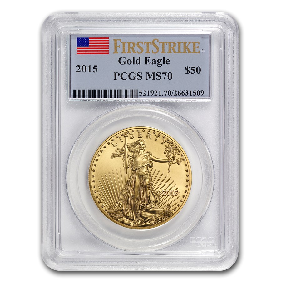 【動画あり】50ドル金貨　ゴールドイーグル　2015 GOLD EAGLE  ＄50 PCGS MS70 ファーストストライク完全未使用　