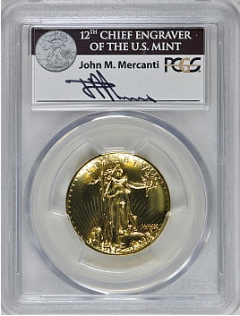 【動画あり】2009ウルトラハイリリーフ金貨　PCGS-MS70 PL（プルーフライク）未使用　Mercanti サイン入り