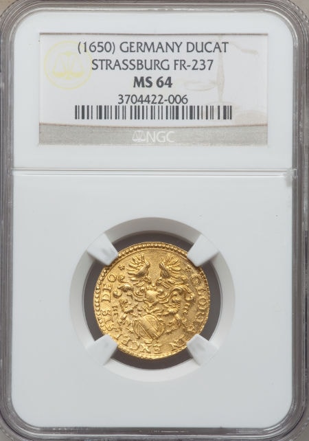 【動画あり】ドイツ1ダカット金貨 German States Strassburg. Bishopric gold Ducat ND (1650) MS64 NGC