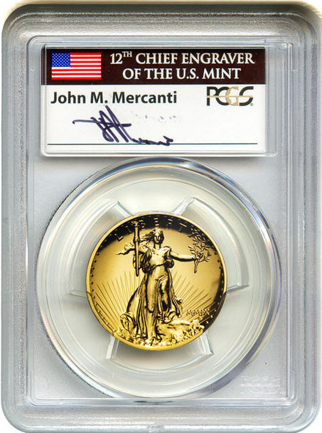 2009ウルトラハイリリーフ金貨　PCGS-MS70 PL（プルーフライク）未使用　John Mercantiサイン入り