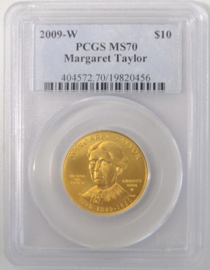 【動画あり】2009-W 10ドル金貨マーガレット　テイラー＄10 PCGS MS70
