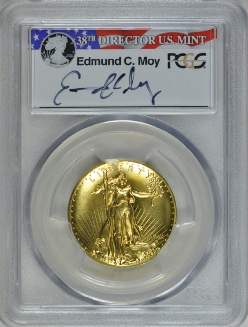 【動画あり】2009ウルトラハイリリーフ金貨　PCGS-MS70　Edmund C. Moyサイン入り