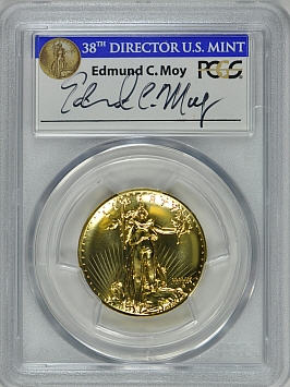 【動画あり】2009ウルトラハイリリーフ金貨　PCGS-MS70 PL（プルーフライク）未使用　Edmund C. Moyサイン入り32137977