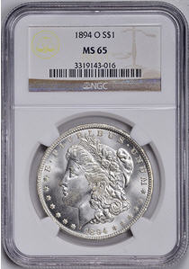 アンティークコイン　アメリカ　1ドル　モルガン銀貨1894-O S＄1 NGC MS65