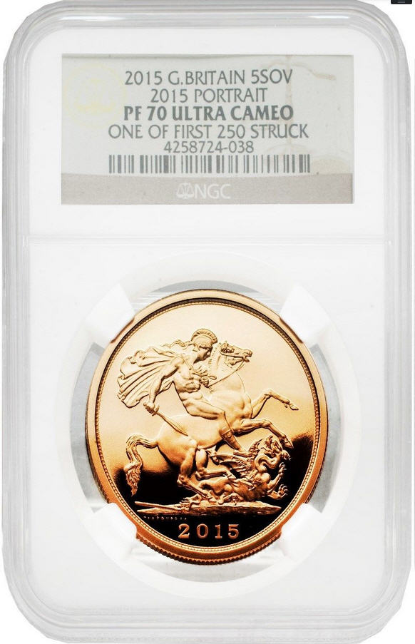 【250枚限定】2015グレートブリテン5ソブリン金貨PF70UCAM NGC