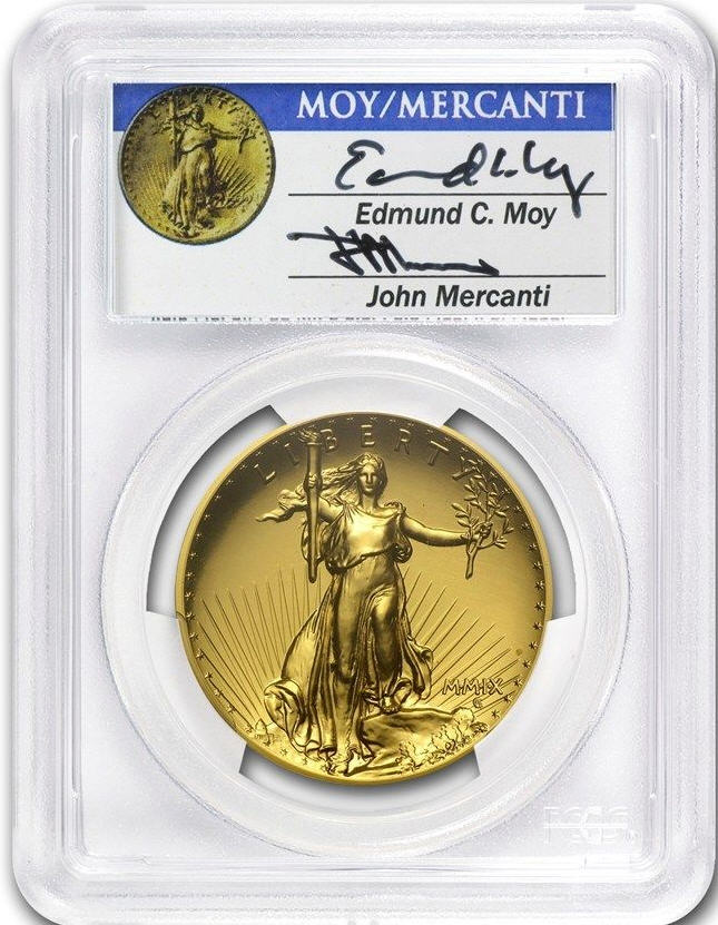 【動画あり】2009ウルトラハイリリーフ金貨　PCGS-MS70　Edmund C. Moy and John Mercantiサイン入り1840