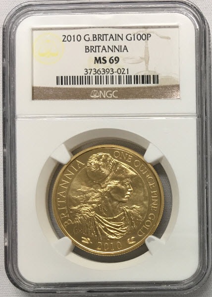 【動画あり】2010グレートブリテン ブリタニア100ポンド 金貨MS69NGC