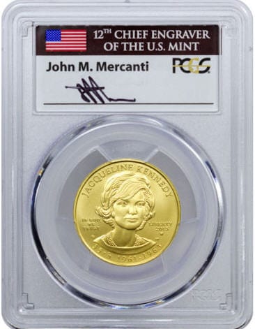 2015-W 10ドル金貨 ジャクリーン・ケネディ $10 PCGS MS70(First Strike)John Mercantiサイン入り