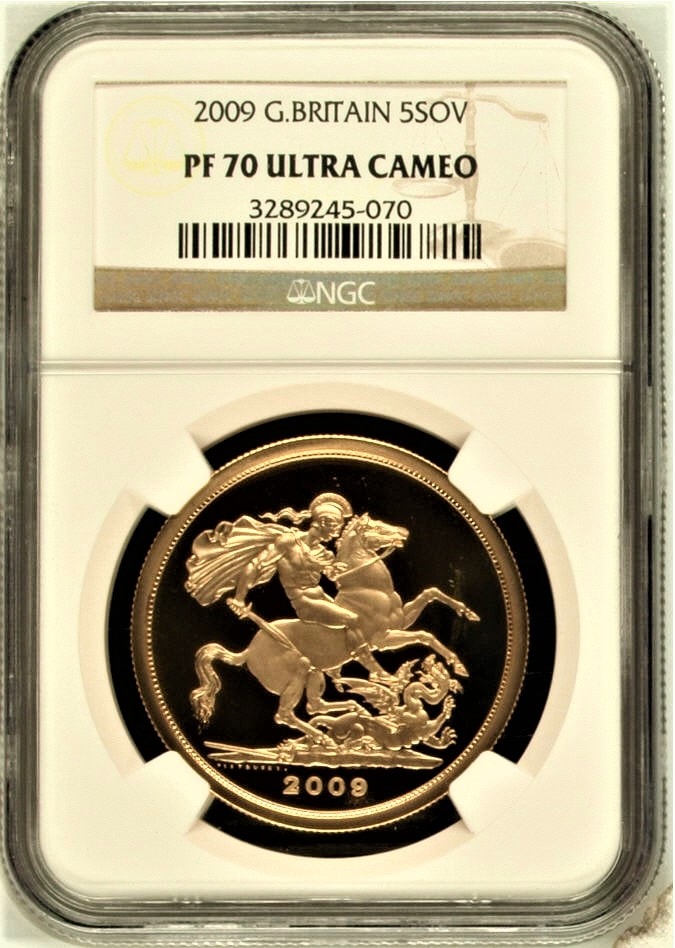 【動画あり】2009グレートブリテン5ソブリン金貨PF70UCAM NGC