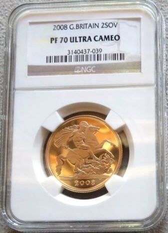 【動画あり】2008グレートブリテン 2ソブリン金貨PF70　UCAM　NGC