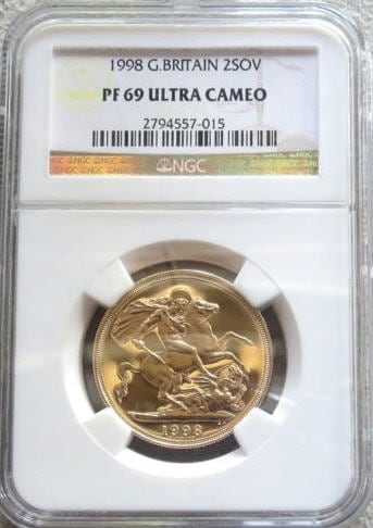 【動画あり】1998グレートブリテン 2ソブリン金貨PF69　UCAM　NGC