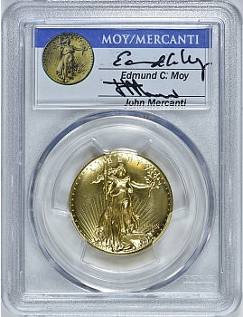 【動画あり】2009ウルトラハイリリーフ金貨　PCGS-MS70　Edmund C. Moy and John Mercantiサイン入り1929