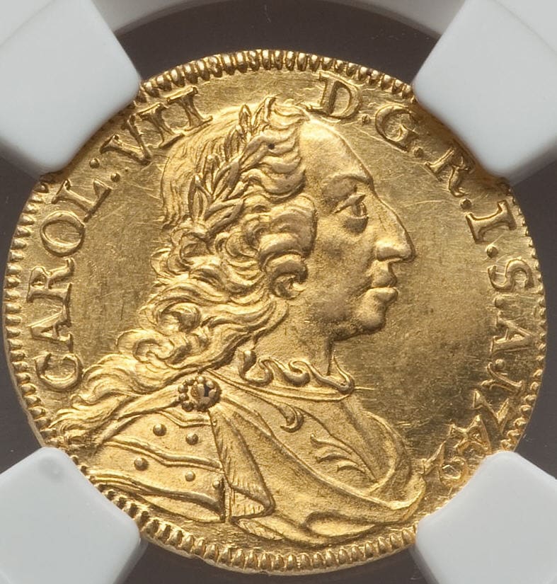 【動画あり】アンティークコイン ドイツ金貨 Schwabisch Hall. Free City gold Ducat 1742 MS63 NGC
