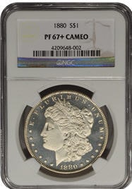 アンティークコイン　アメリカ　1ドル　モルガン銀貨1880  S＄1 NGC PF67＋ CAM