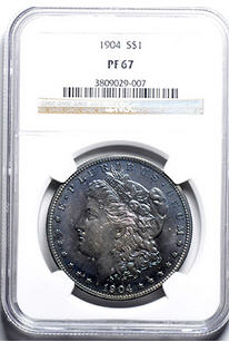 アンティークコイン　アメリカ　1ドル　モルガン銀貨1904  S＄1 NGC PF67