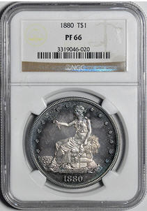 アンティークコイン　アメリカ　1ドル　トレードダラー銀貨 1880 TRADE T＄1 PF66　NGC
