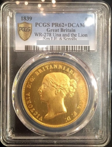 【価格応相談】1839　ヴィクトリア　ウナライオン　5ポンド金貨PR62＋DCAM　PCGS