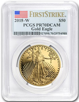 【動画あり】50ドル金貨　ゴールドイーグル　2015W GOLD EAGLE  ＄50 PCGS PR70DCAM ファーストストライク完全未使用　
