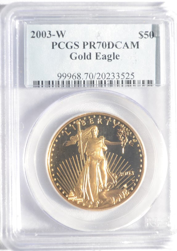【動画あり】50ドル金貨　ゴールドイーグル　2003-W GOLD EAGLE  ＄50 PCGS PR70DCAM完全未使用　