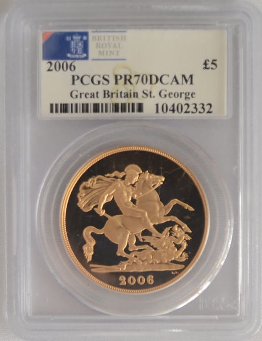 【動画あり】トップグレード　8枚2006グレートブリテン　エリザベス5ポンド金貨　PR70DCAM　PCGS