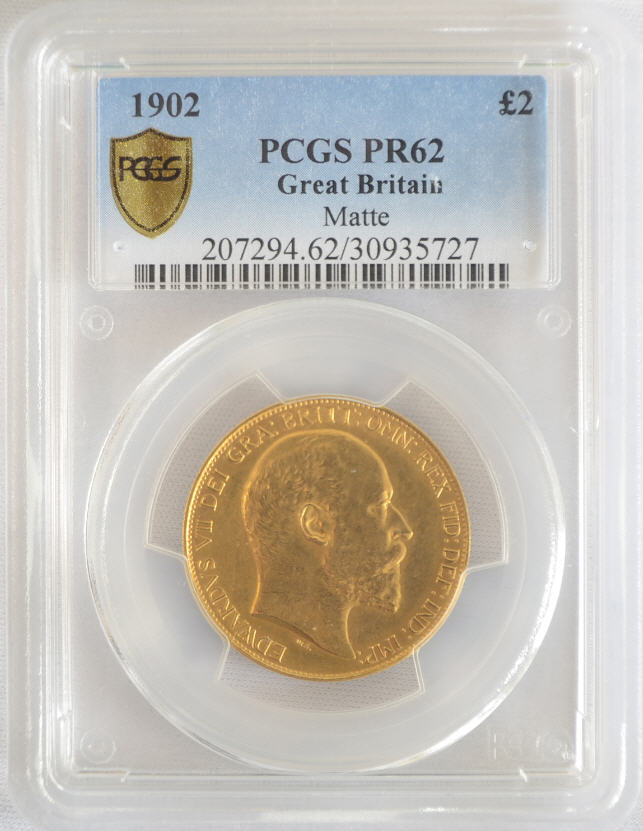 【動画あり】アンティークコイン グレートブリテン金貨1902 GREAT BRITAIN エドワード7世 PROOF 2 POUNDS PCGS PR62 MATTE